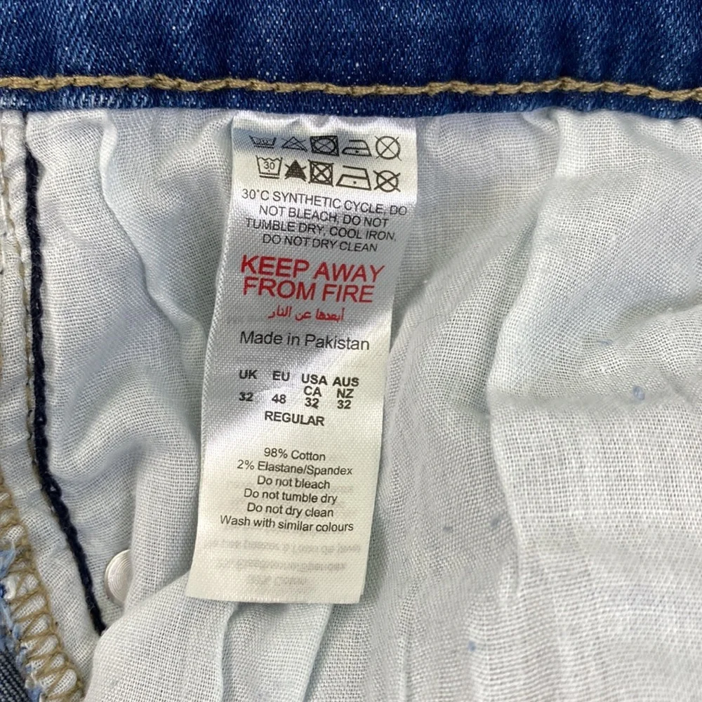 Boohoo Man SUPER SKINNY BANDANA RIP & REPAIR JEANS Sz 32 Distressed Medium Wash - Picture 9 of 9